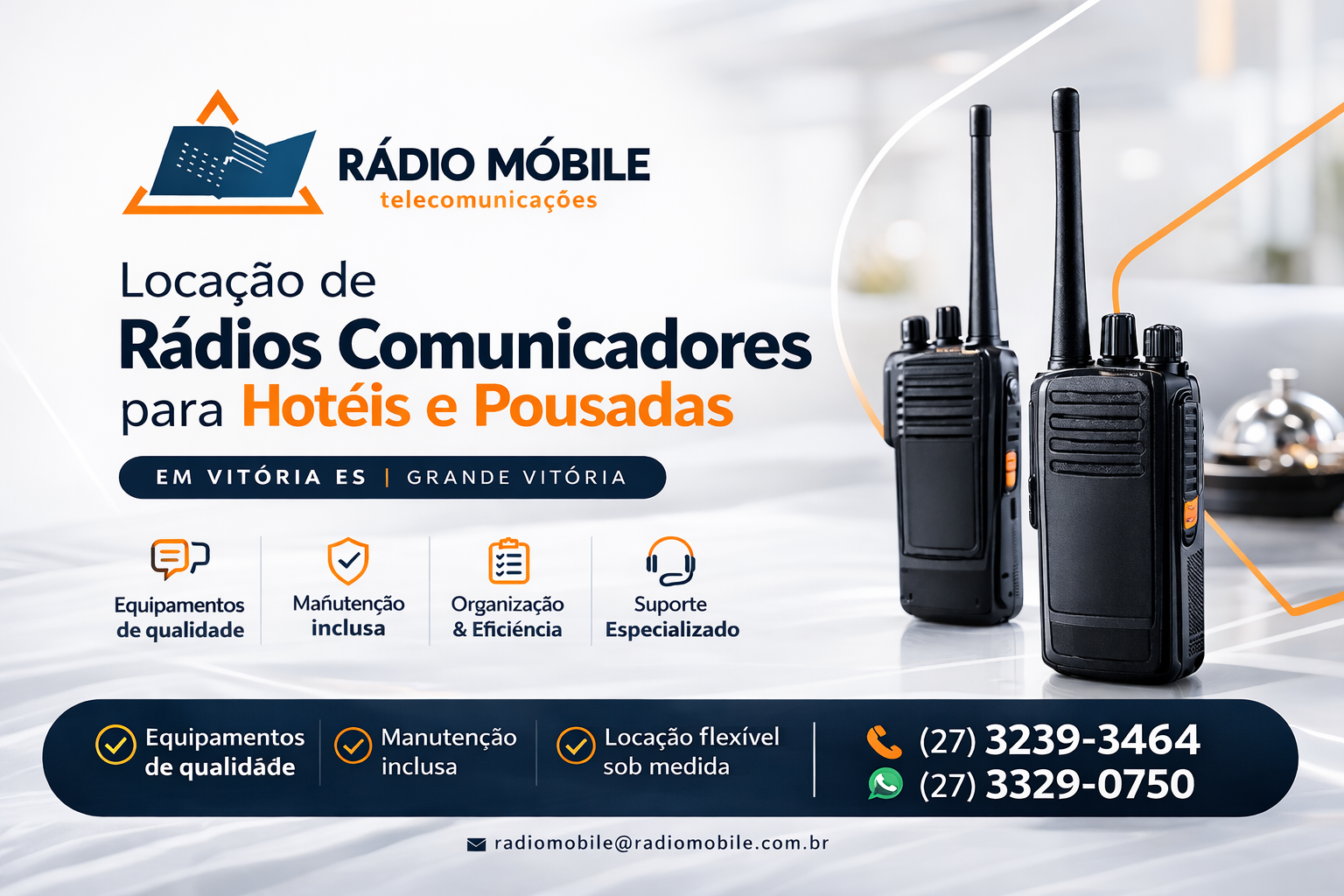 Locação de Rádios Comunicadores para Hotéis e Pousadas em Vitória ES