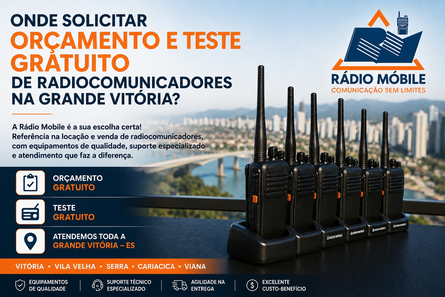 Onde solicitar orçamento e teste gratuito de Radiocomunicadores na Grande Vitória